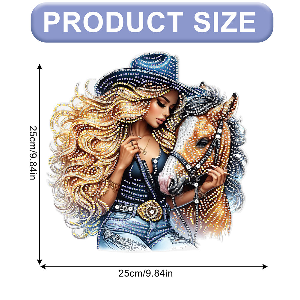 Cowgirl 2D Flat DIY Hanging Diamond Art Kits Window Hanging Art for Home Decor