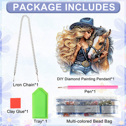 Cowgirl 2D Flat DIY Hanging Diamond Art Kits Window Hanging Art for Home Decor