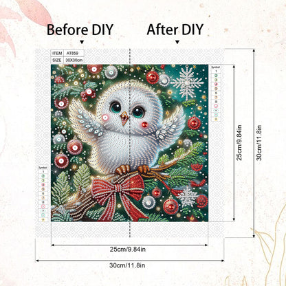 Christmas Owl - Special Shaped Drill Diamond Painting 30*30CM