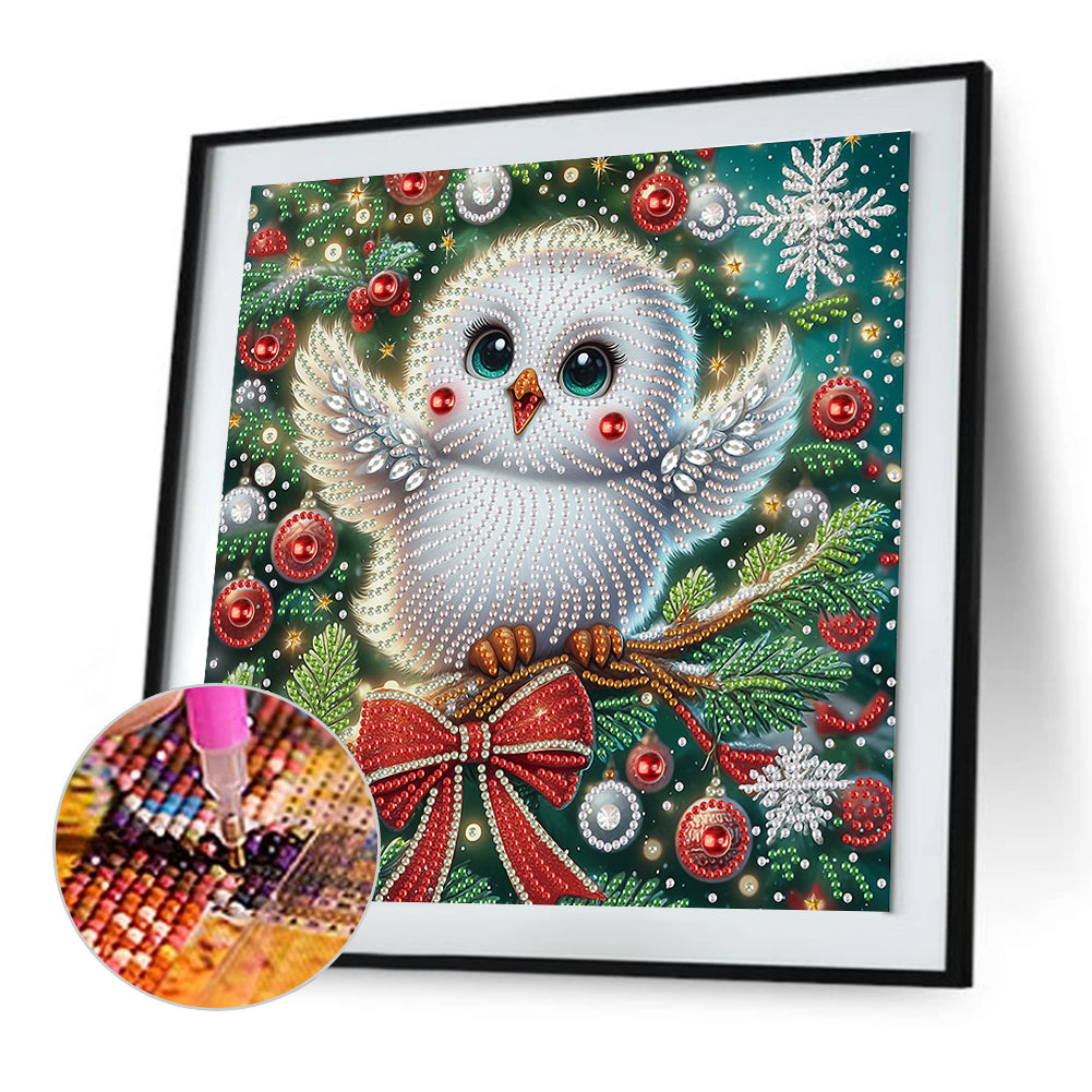 Christmas Atmosphere Owl - Special Shaped Drill Diamond Painting 30*30CM