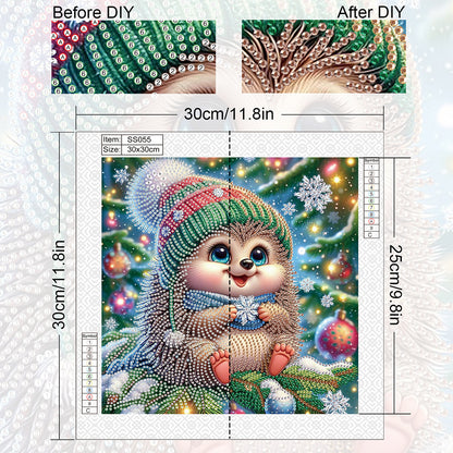 Christmas Hedgehog - Special Shaped Drill Diamond Painting 30*30CM