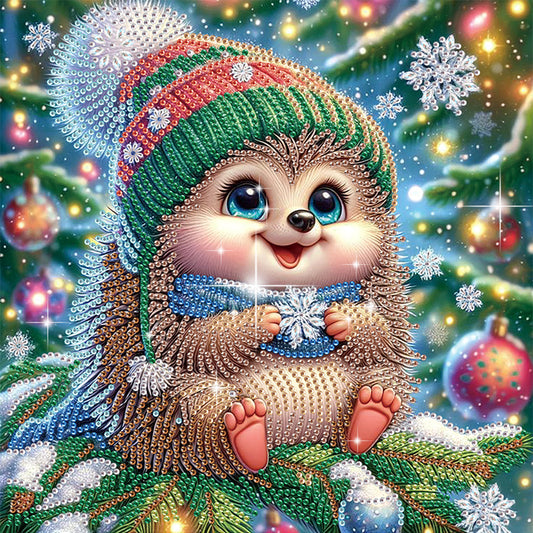 Christmas Hedgehog - Special Shaped Drill Diamond Painting 30*30CM