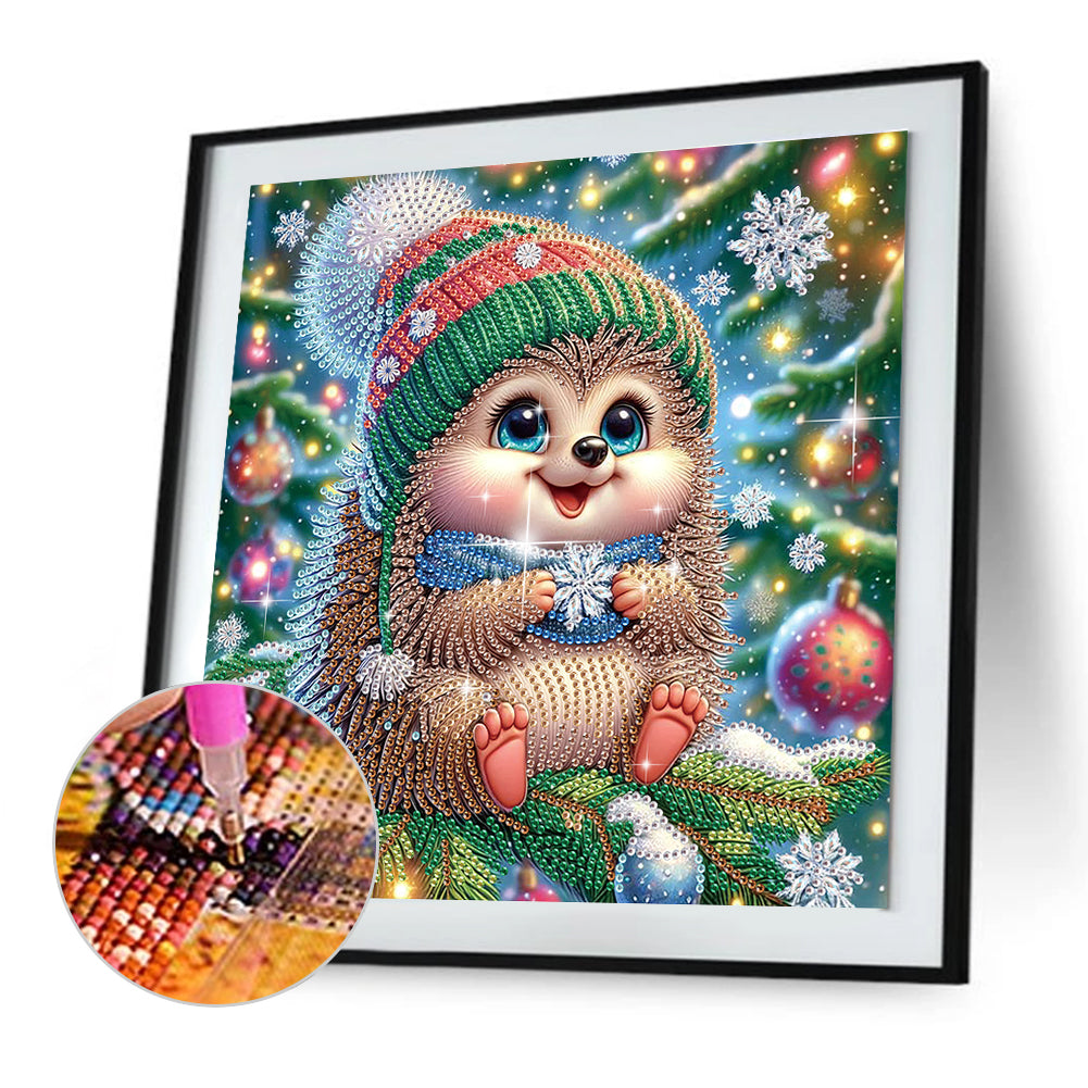 Christmas Hedgehog - Special Shaped Drill Diamond Painting 30*30CM