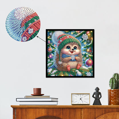 Christmas Atmosphere Hedgehog - Special Shaped Drill Diamond Painting 30*30CM