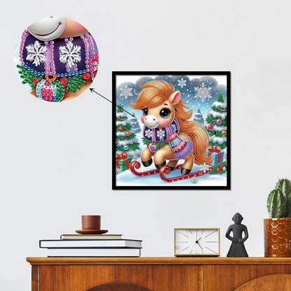 Christmas Atmosphere Pony - Special Shaped Drill Diamond Painting 30*30CM