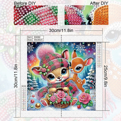 Christmas Atmosphere Deer - Special Shaped Drill Diamond Painting 30*30CM