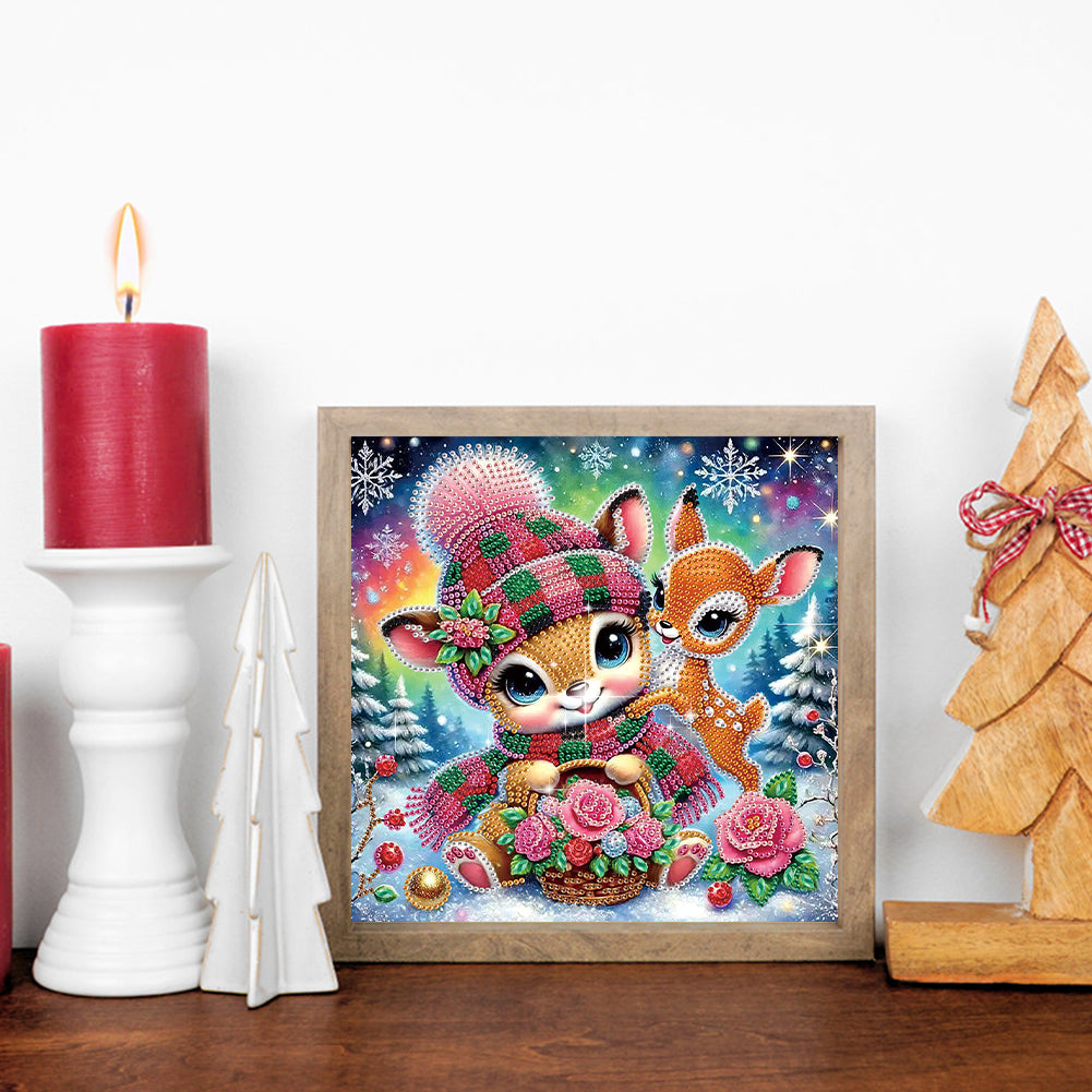 Christmas Deer - Special Shaped Drill Diamond Painting 30*30CM