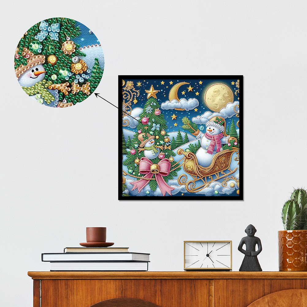 Christmas Atmosphere Snowman - Special Shaped Drill Diamond Painting 30*30CM