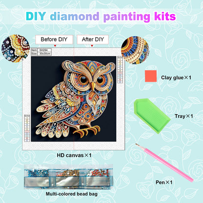 Owl - Special Shaped Drill Diamond Painting 30*30CM