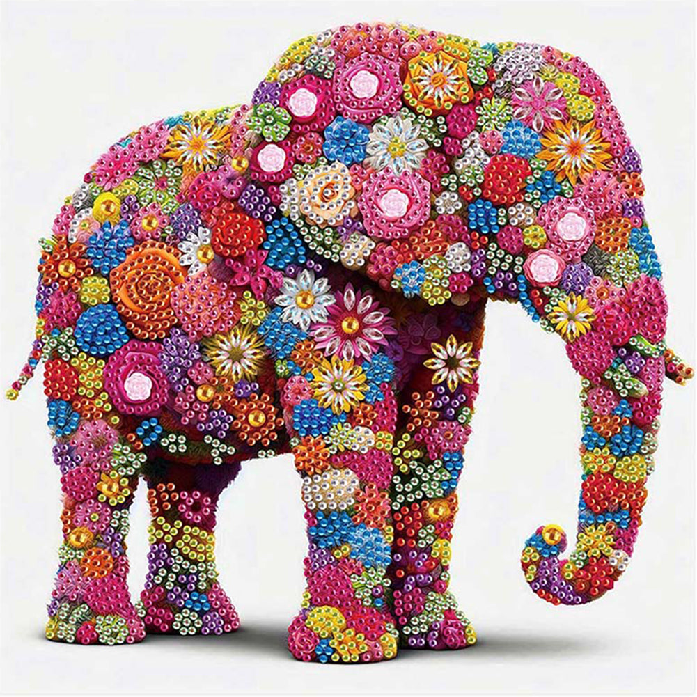 Flower Elephant - Special Shaped Drill Diamond Painting 30*30CM