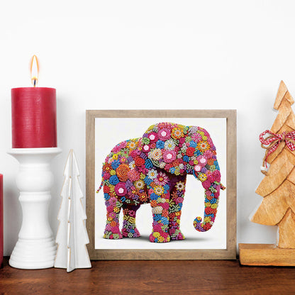 Flower Elephant - Special Shaped Drill Diamond Painting 30*30CM