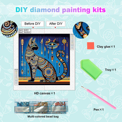 Egyptian Cat - Special Shaped Drill Diamond Painting 30*30CM