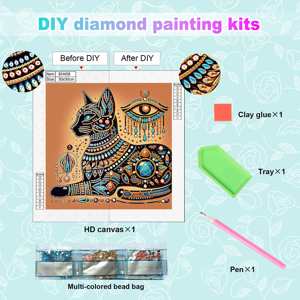 Egyptian Cat - Special Shaped Drill Diamond Painting 30*30CM