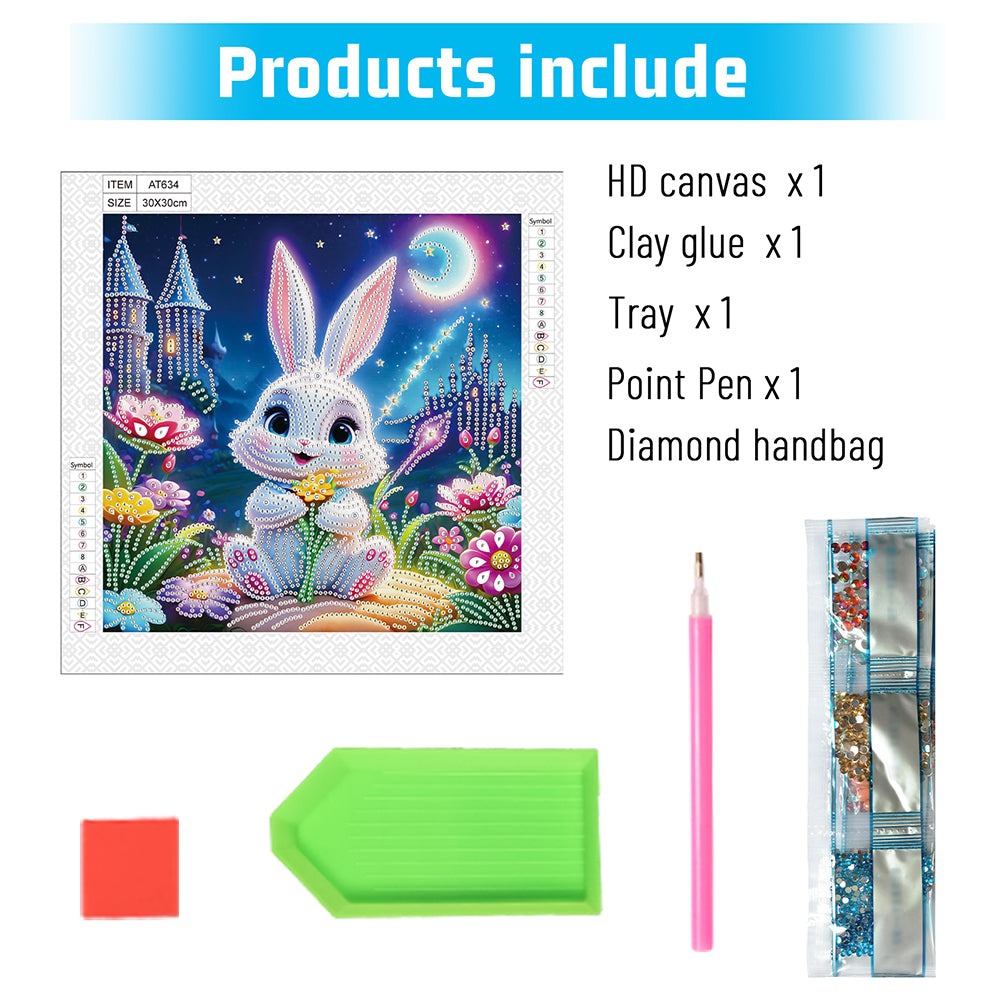 Cartoon Rabbit - Special Shaped Drill Diamond Painting 30*30CM