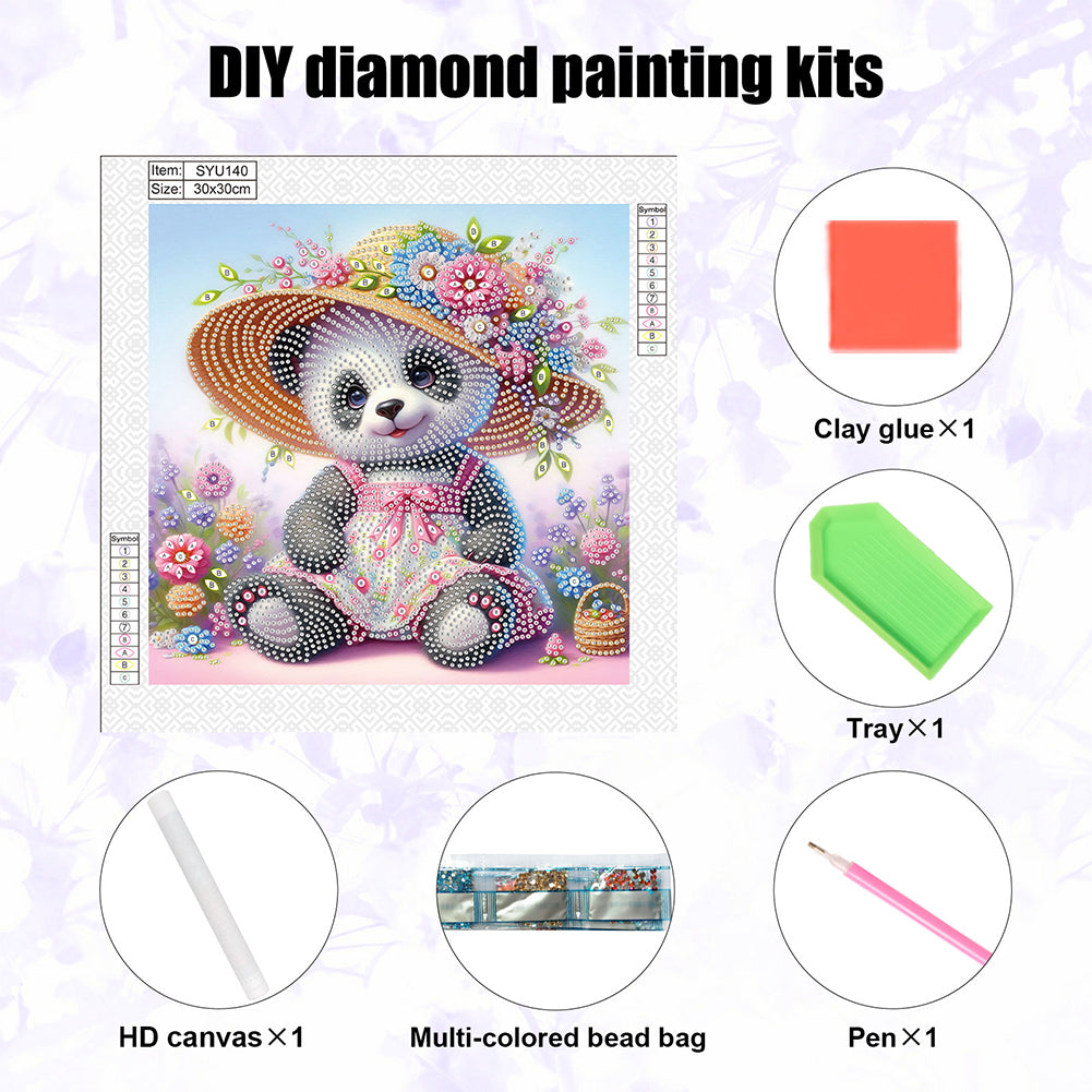 Cartoon Panda - Special Shaped Drill Diamond Painting 30*30CM