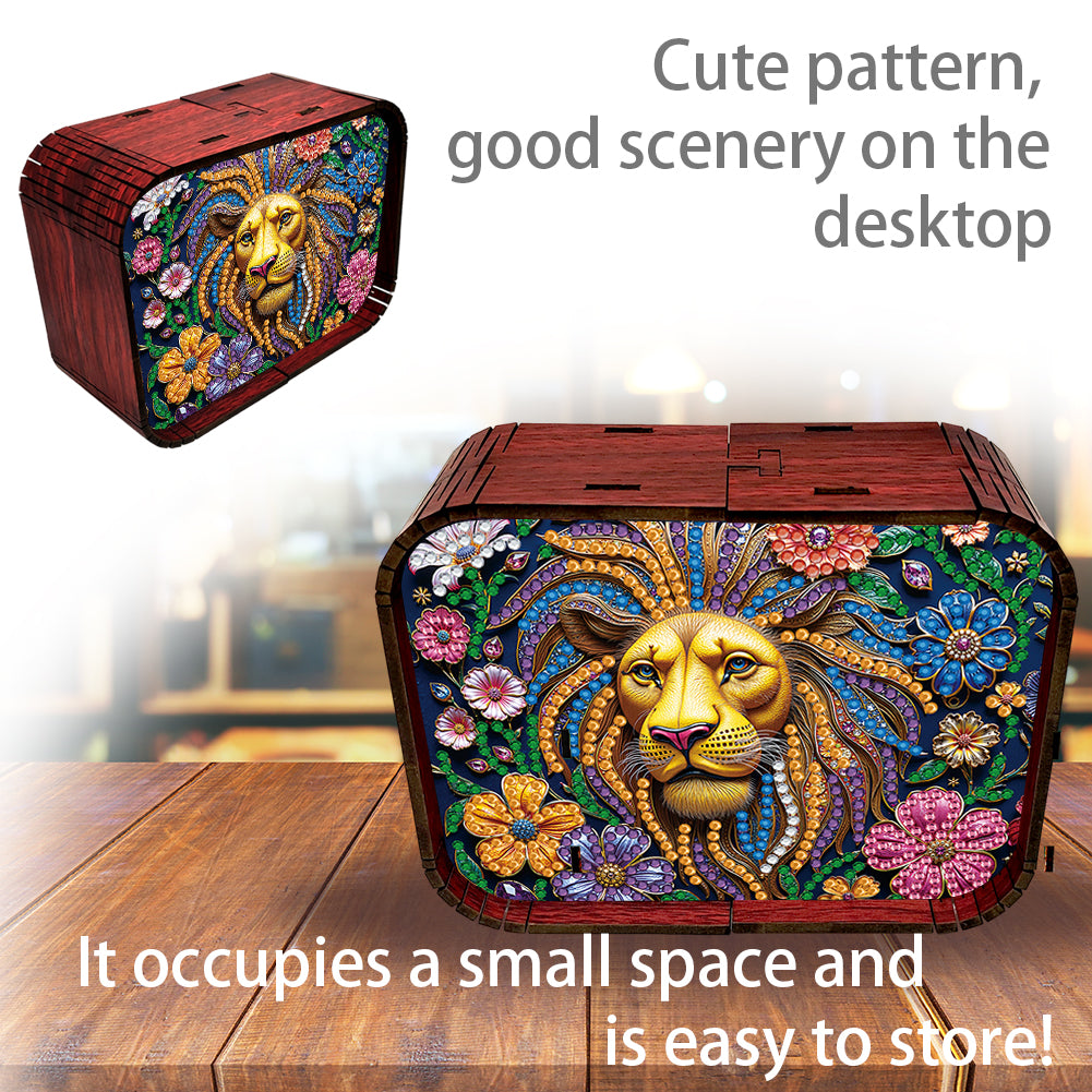 1pc Golden Lion Handmade Wooden Music Box Diamond Painting Art Kit Birthday Gift