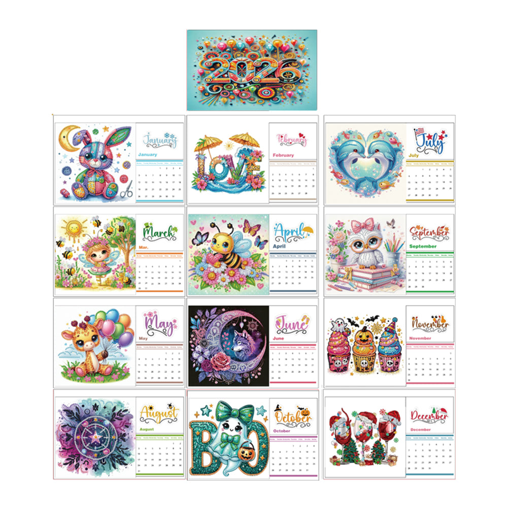 5D/DIY Calendar Crystal Painting Desk Calendars Kit Diamond Decorations Calendar