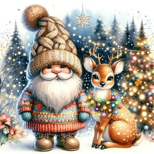 Gnome And Elk - 11CT Stamped Cross Stitch 40*40CM