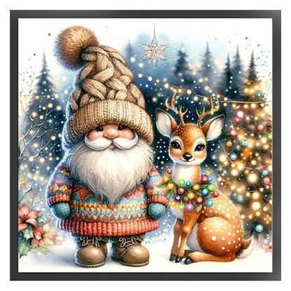 Gnome And Elk - 11CT Stamped Cross Stitch 40*40CM