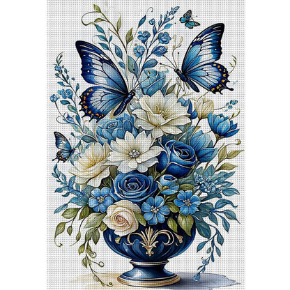 Flowers And Butterflies - 14CT Stamped Cross Stitch 40*60CM
