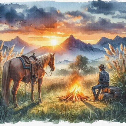 Sunset Scenery - 11CT Stamped Cross Stitch 40*40CM