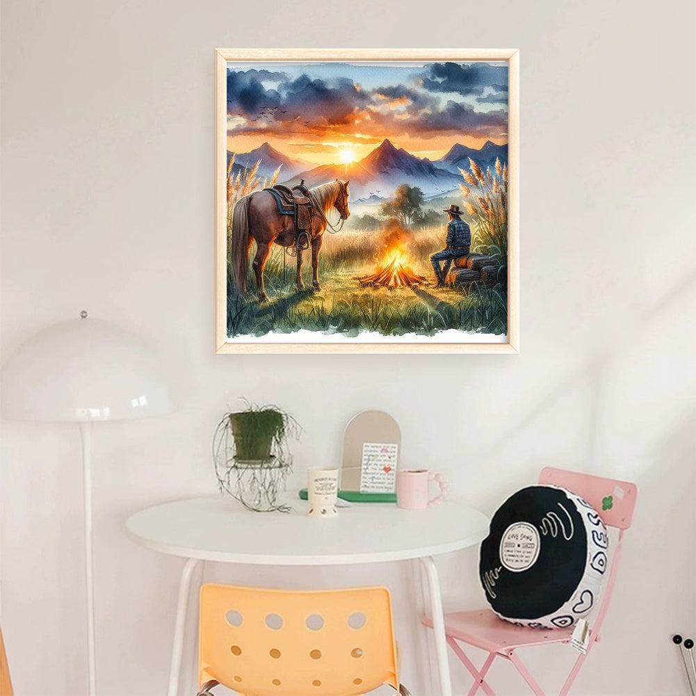 Sunset Scenery - 11CT Stamped Cross Stitch 40*40CM