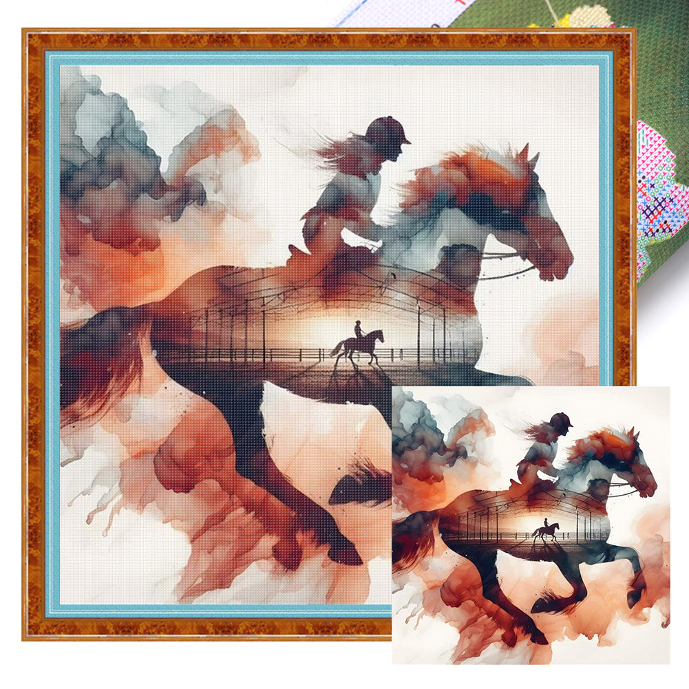 Running Horse - 11CT Stamped Cross Stitch 40*40CM