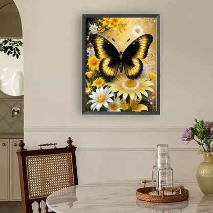 Daisy And Butterfly - Full Round Drill Diamond Painting 30*40CM