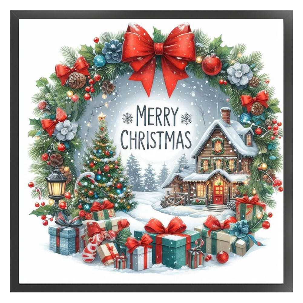 Christmas Cottage - 14CT Stamped Cross Stitch 40*40CM