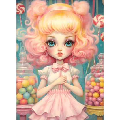 Big-Eyed Girl - Partial AB Full Round Drill Diamond Painting 40*55CM