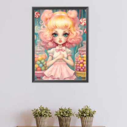 Big-Eyed Girl - Partial AB Full Round Drill Diamond Painting 40*55CM