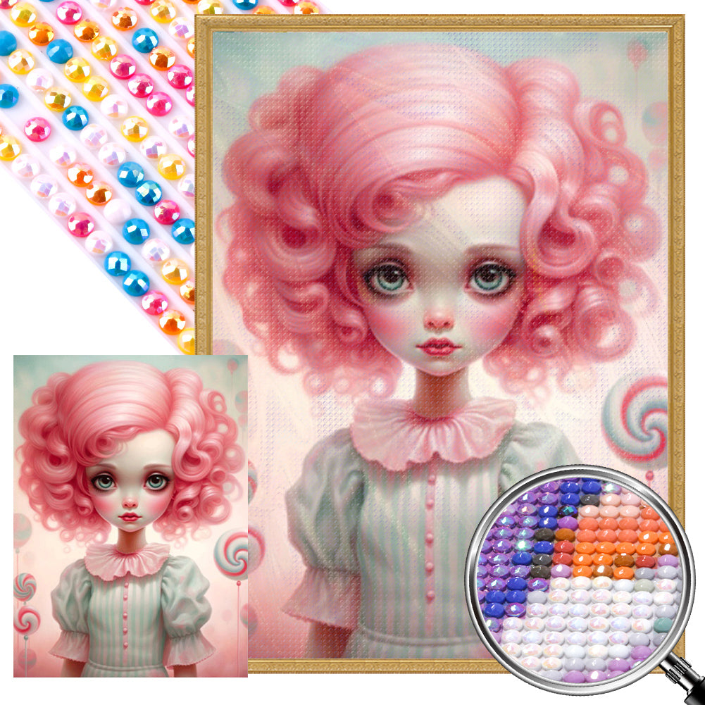 Big-Eyed Girl - Full Round Drill Diamond Painting 40*55CM(Partial AB)