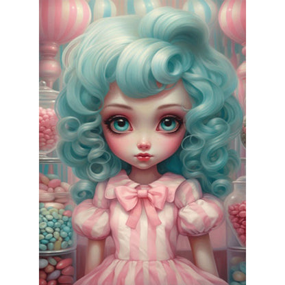 Big-Eyed Girl - Full Round Drill Diamond Painting 40*55CM(Partial AB)