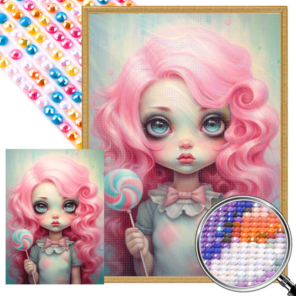 Big-Eyed Girl - Full Round Drill Diamond Painting 40*55CM(Partial AB)