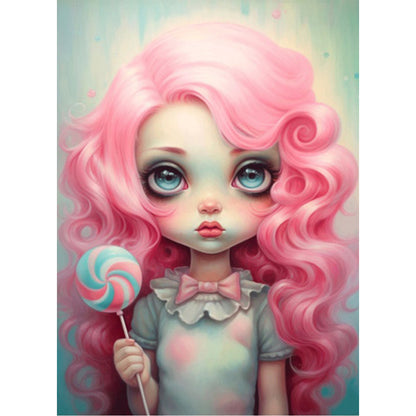 Big-Eyed Girl - Partial AB Full Round Drill Diamond Painting 40*55CM
