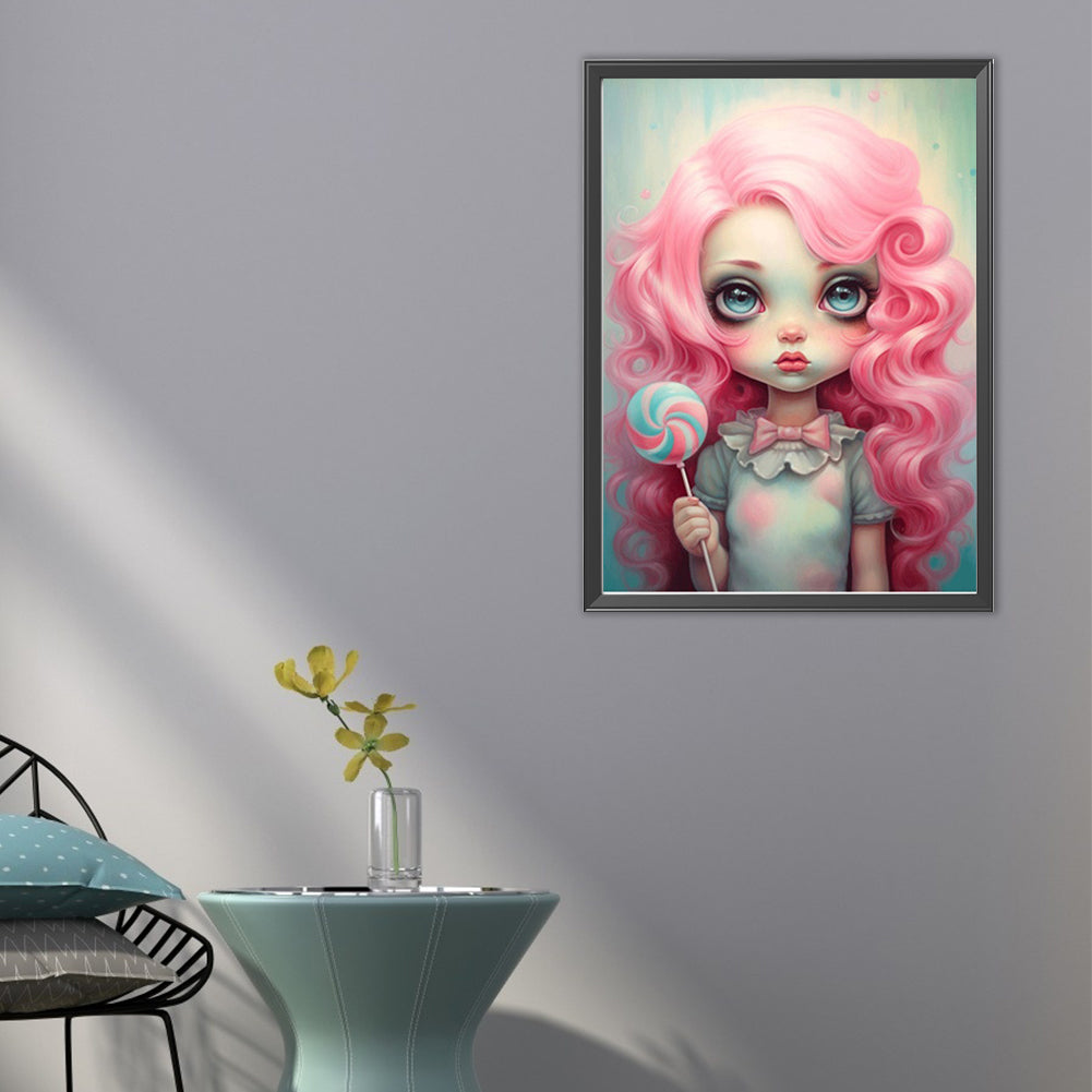 Big-Eyed Girl - Full Round Drill Diamond Painting 40*55CM(Partial AB)