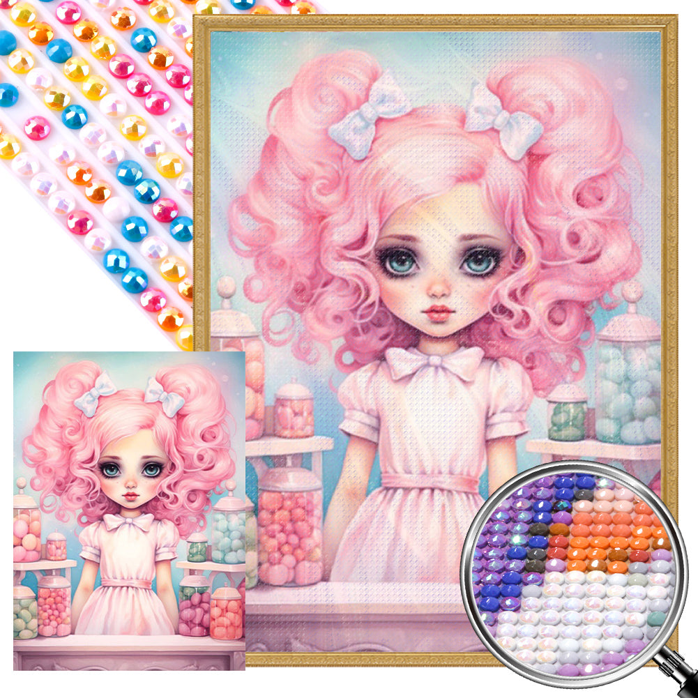 Big-Eyed Girl - Full Round Drill Diamond Painting 40*55CM(Partial AB)