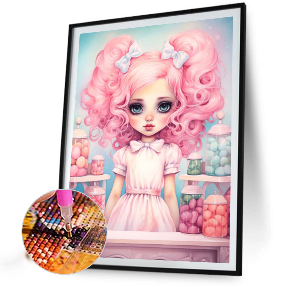 Big-Eyed Girl - Partial AB Full Round Drill Diamond Painting 40*55CM
