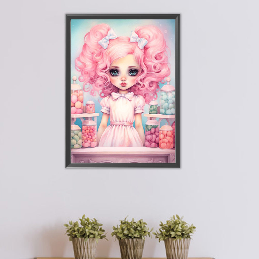 Big-Eyed Girl - Partial AB Full Round Drill Diamond Painting 40*55CM