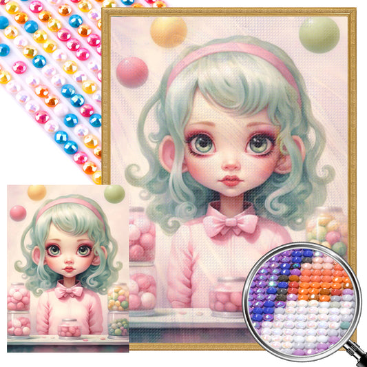 Big-Eyed Girl - Partial AB Full Round Drill Diamond Painting 40*55CM