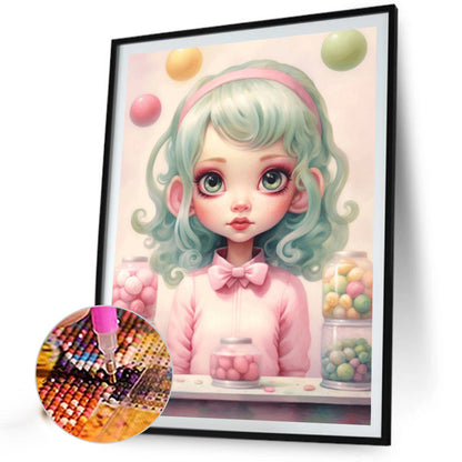 Big-Eyed Girl - Full Round Drill Diamond Painting 40*55CM(Partial AB)