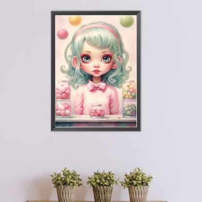 Big-Eyed Girl - Partial AB Full Round Drill Diamond Painting 40*55CM