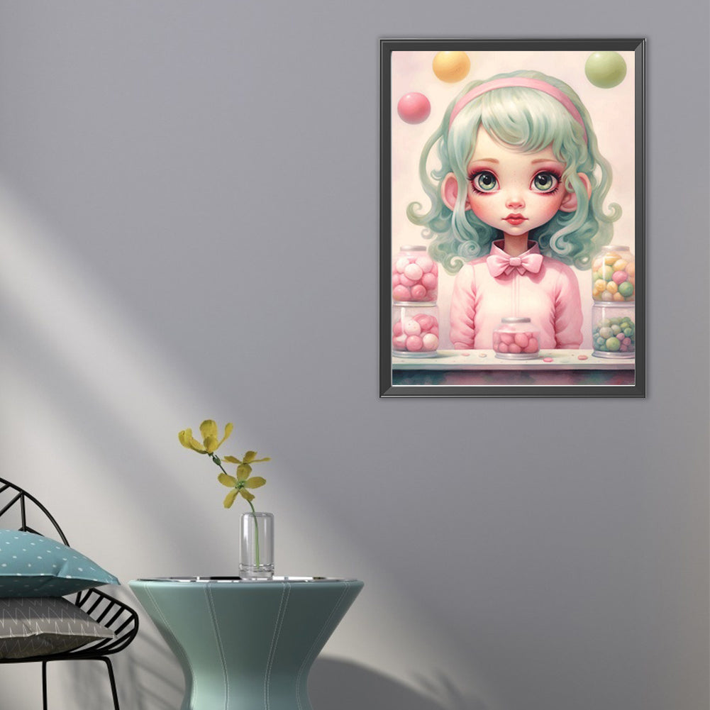 Big-Eyed Girl - Partial AB Full Round Drill Diamond Painting 40*55CM
