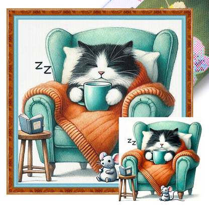 Kitten On The Sofa - 11CT Stamped Cross Stitch 40*40CM
