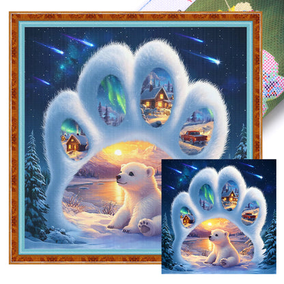 Bear Paw Silhouette - 11CT Stamped Cross Stitch 40*40CM