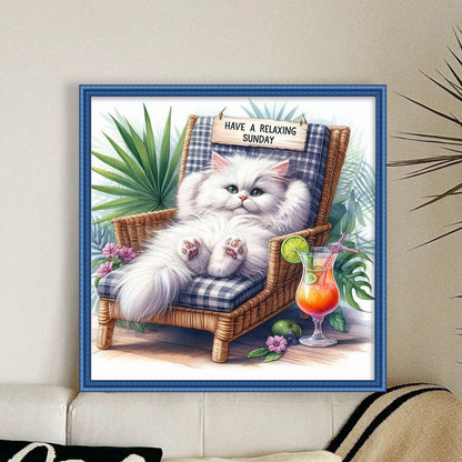 Kitten On A Chair - 11CT Stamped Cross Stitch 40*40CM