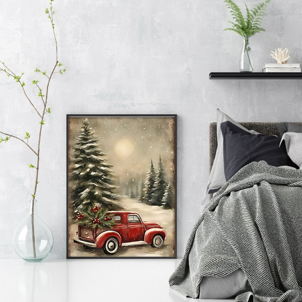 Christmas Tree And Car - 11CT Stamped Cross Stitch 40*53CM