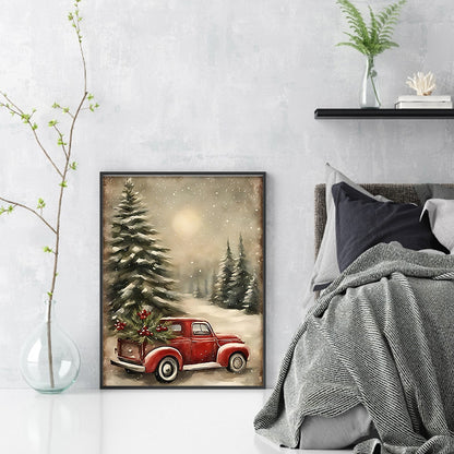 Christmas Tree And Car - 11CT Stamped Cross Stitch 40*53CM