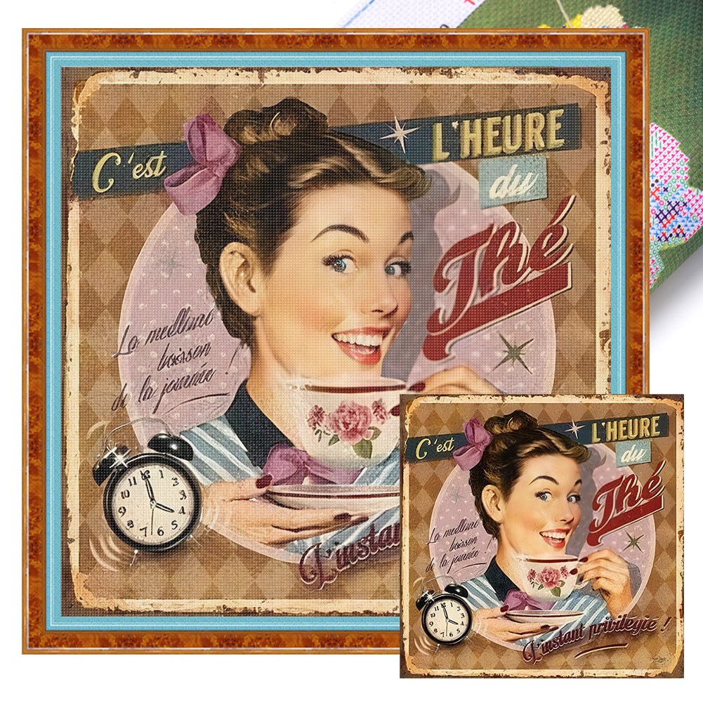 Retro Billboard - 11CT Stamped Cross Stitch 40*40CM