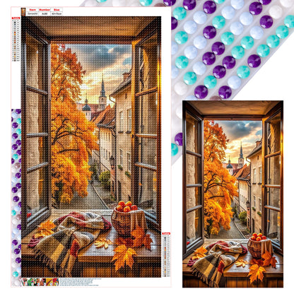 Autumn Scenery Outside The Window - Full Round Drill Diamond Painting 40*70CM